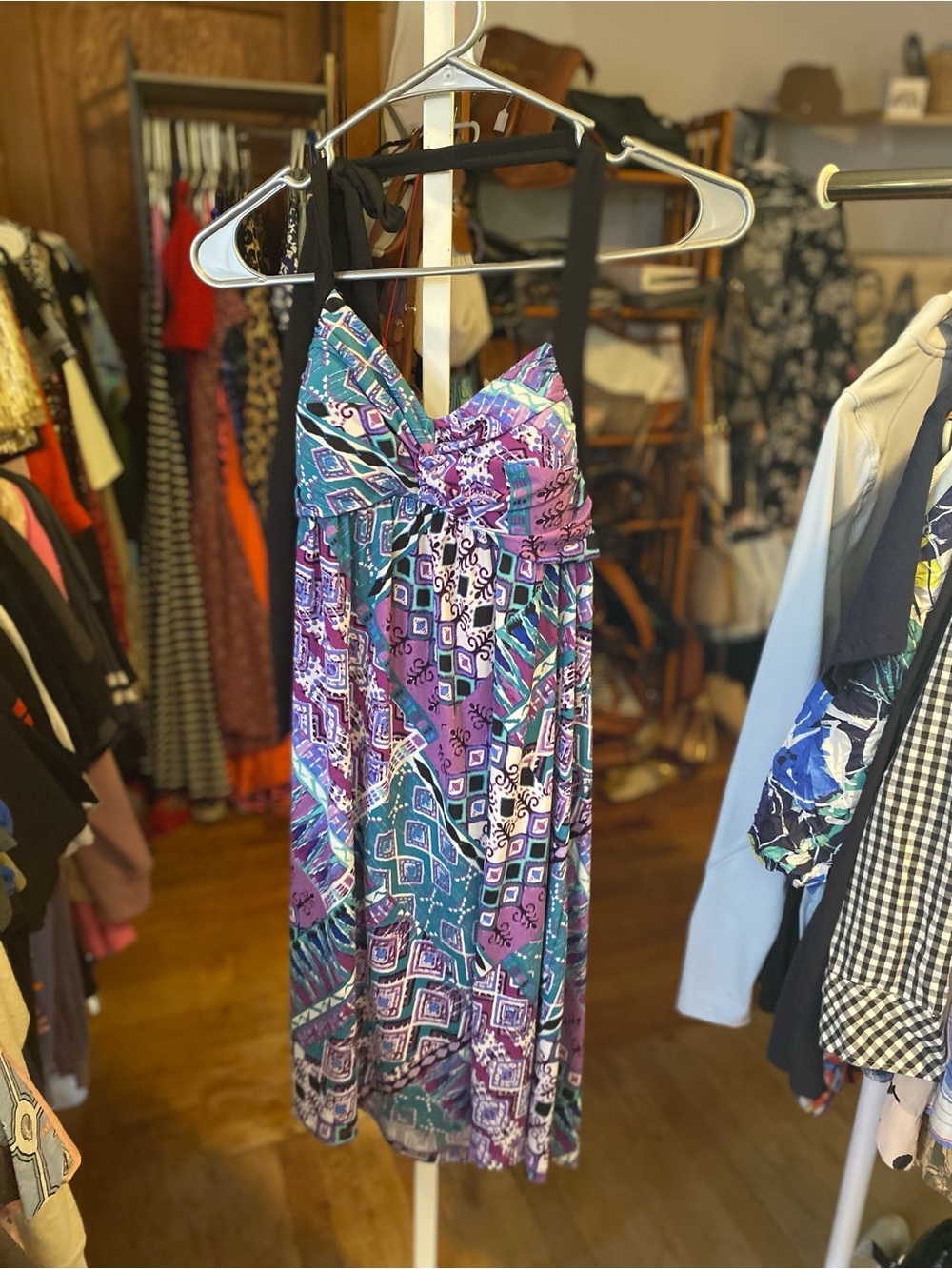 Candie's Teal & Purple Halter Mini Dress
